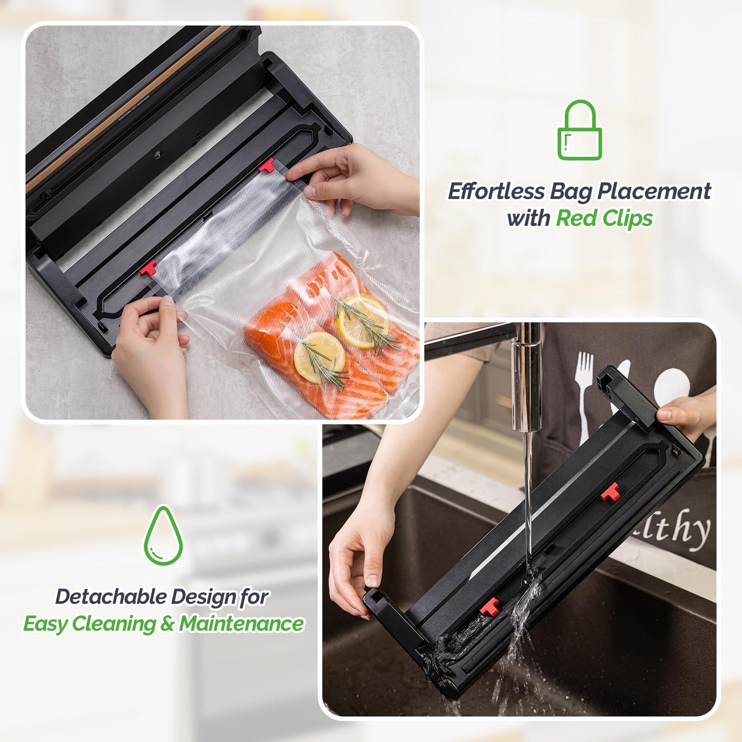 GERYON Vacuum Sealer, Vacuum Sealer Machine for Food Storage with Sealer Bags & Roll, Automatic Food Sealer for Sous Vide, Compact Design, LED Lights, Easy to Clean, Dry & Moist Modes (Silver)