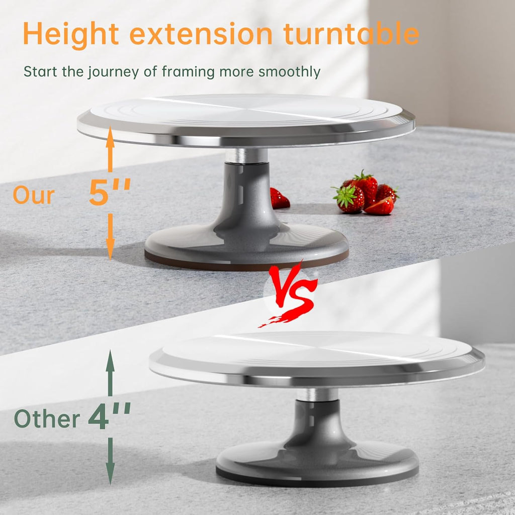12 Inch Round Aluminum Revolving Cake Decorating Stand,Cake Turntable, Rotating Cake Stand,for Cake,Pastries and Cake Decorations