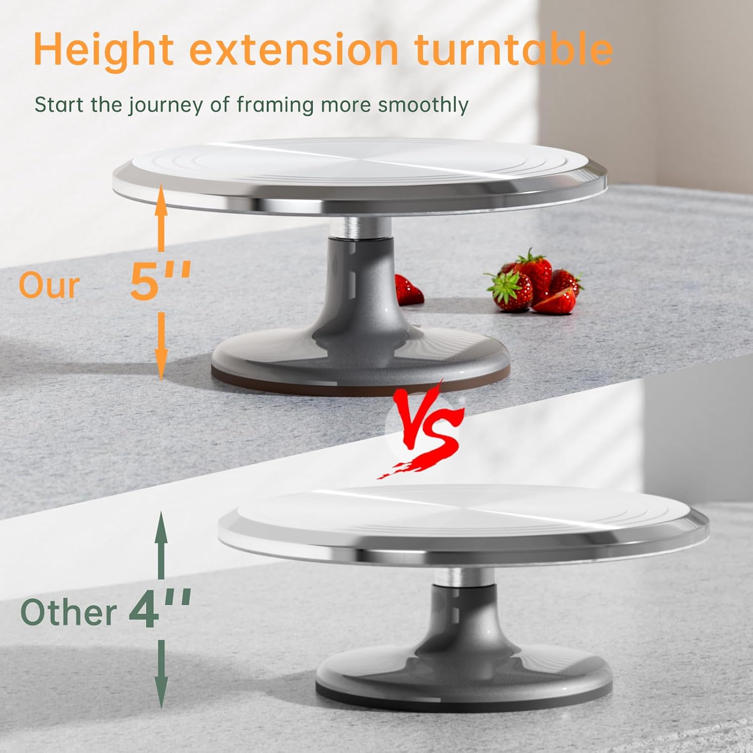 12 Inch Round Aluminum Revolving Cake Decorating Stand,Cake Turntable, Rotating Cake Stand,for Cake,Pastries and Cake Decorations