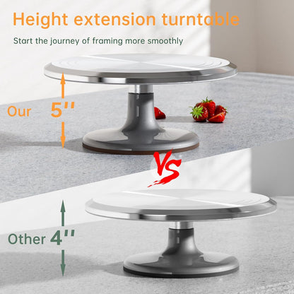 12 Inch Round Aluminum Revolving Cake Decorating Stand,Cake Turntable, Rotating Cake Stand,for Cake,Pastries and Cake Decorations