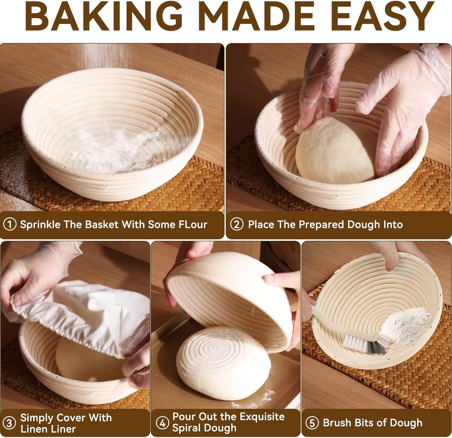 Sourdough Starter Kit - Banneton Proofing Basket 9 Inch Round & 10 Oval, 26 PCS Baking Supplies With Starter Jar, Bread Sling, Lame, Danish Dough Whisk, Bags