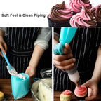 Silicone Pastry Bags, Weetiee 3 Sizes Reusable Icing Piping Bags Baking Cookie Cake Decorating Bags (12’’+14’’+16’’)- 6 Pack - Bonus 6 Icing Couplers Fit to Wilton Standard Size Tips