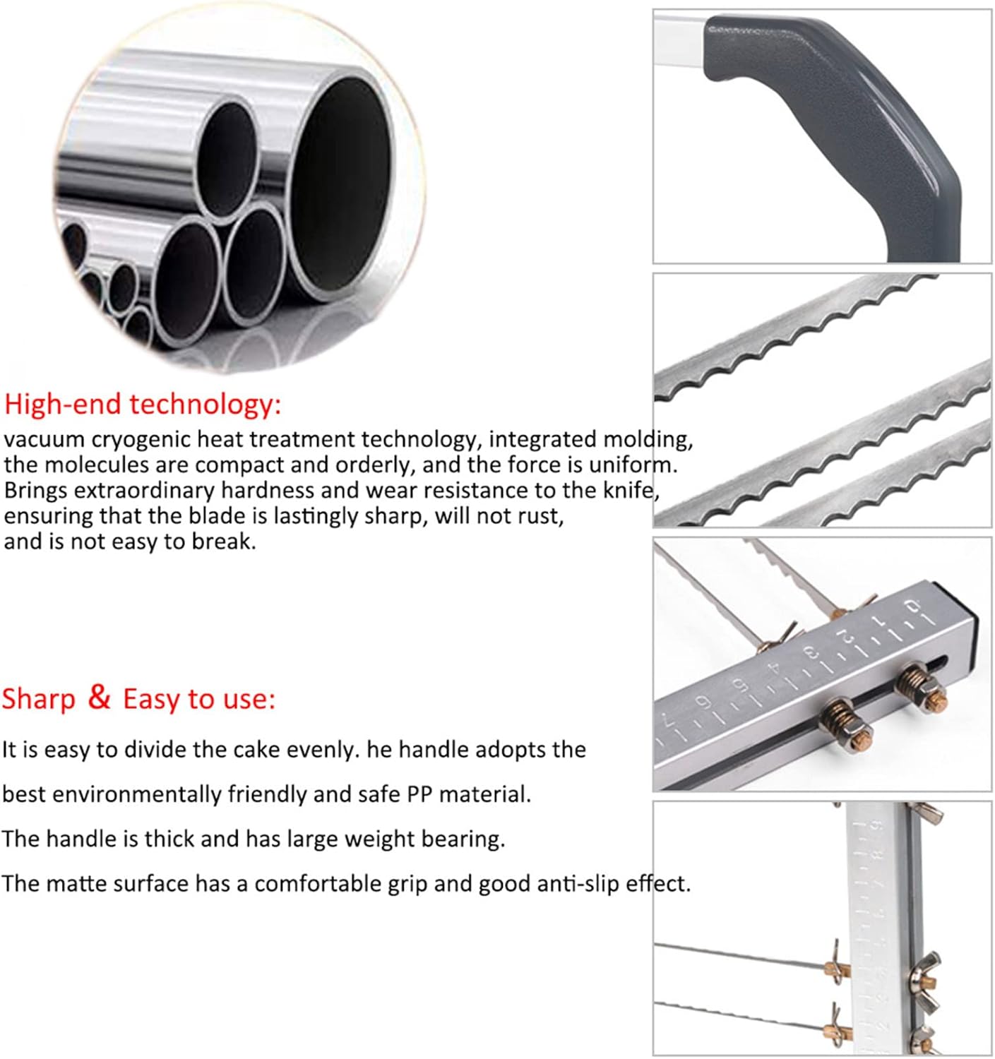 Professional Cake Cutter Slicer Leveler, Commercial 4 Layers Adjustable Stainless Steel Cakes Slice, Large Bread Cutter Toast Cutting Saw, Straight Spatula Baking Level Stratification Birthday Tools