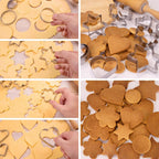 Metal Cookie Cutters Set 12 Pieces, Stainless Steel 3 Heart Cookie Cutters, 3 Star Cookie Cutters, 3 Flower Cookie Cutters, 3 Round Cookie Cutters for Valentine's Day Christmas Holiday
