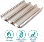 Baguette Pans for Baking 15" x 11", Carbon Steel 3 Loaf Nonstick Baguette Baking Tray for French & Italian Perforated French Bread Pan
