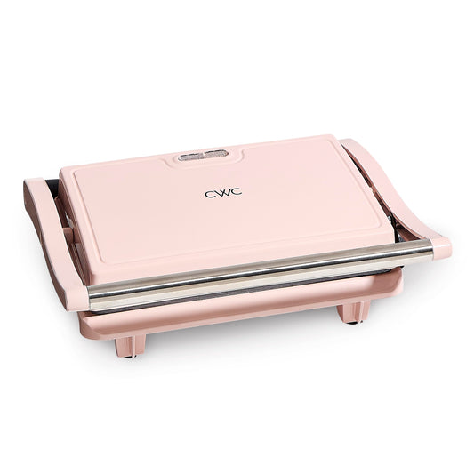 GOTUJ Z KOLOREM Opiekacz do kanapek Panini: 2-kromkowy grill, moc 760 W, płyty nieprzywierające, uchwyt Cool Touch, kompaktowa konstrukcja, szybkie gotowanie — idealny do pysznych kanapek Panini, różowy
