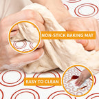 Rolling-Pin-Silicone-Baking-Mats-Set, Nonstick Dough Rolling Pastry Mat for Cookie Macaroon Pie Crust Pizza, Heat-resistant Silicone Baking Sheets for Oven, Silicon Macaroons Baking Mats