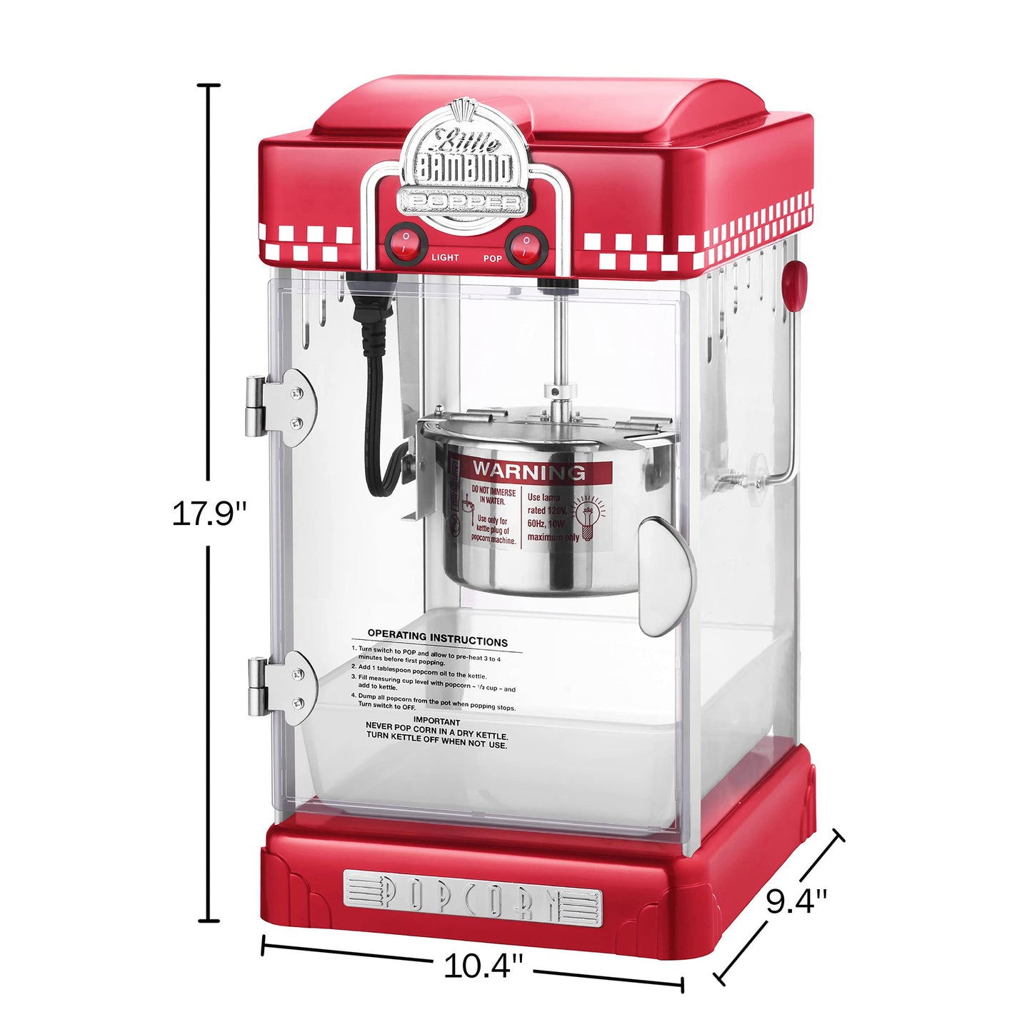 Great Northern Popcorn Company Little Bambino Popcorn Machines, Modern Gray, Red