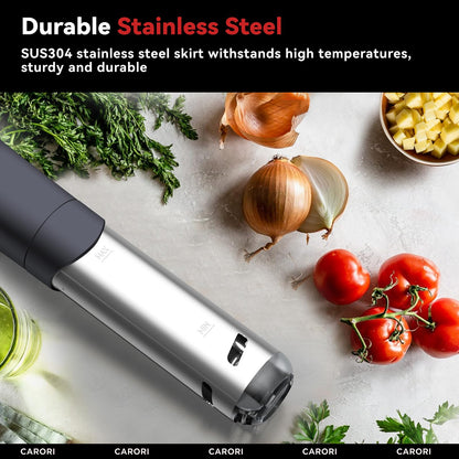 Carori Sous Vide Machine 1100W, Sous Vide Precision Cooker, Ultra Quiet Immersion Circulator with Recipes, Accurate Temperature and Time Control with Adjustable Clamp, Brushless Motor, Black