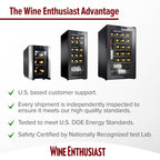 Wine Enthusiast 24-Bottle Compressor Wine Cooler with Upright Bottle Storage - Freestanding Wine Refrigerator with Digital Touchscreen and LED Temperature Display
