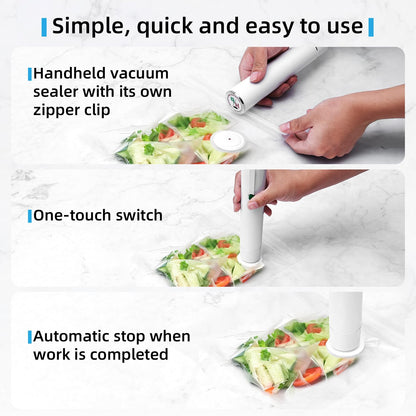 Vixino Vacuum Sealer, vacuum sealer for food, handheld vacuum sealer, compact vacuum sealer(Vacuum Sealers+ 30 reusable vacuum seal bags)