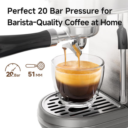 HiBREW H10B Programmable Espresso Machine, Brushed Stainless Steel, Adjustable Temperature and Cup Volume, Steam Wand for Milk Frother