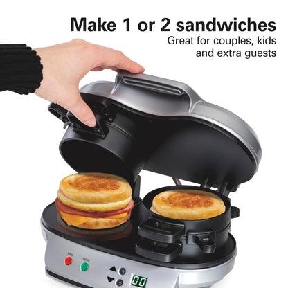 Hamilton Beach Dual Breakfast Sandwich Maker with Timer, Silver (25490A)