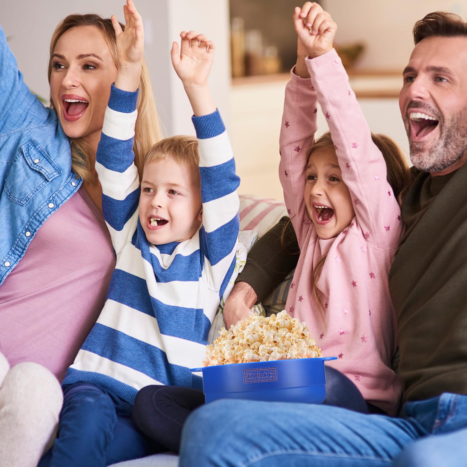 Oryginalna silikonowa maszynka do popcornu do mikrofal Korcci, maszynka do popcornu do mikrofal, składana miska do robienia popcornu w mikrofalówce, nie wymaga oleju, do użytku w kuchence mikrofalowej, można myć w zmywarce (niebieska)