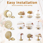 ZUMELER Gold 5Pcs Cake Stands Set Metal Round Cupcake Holder Cookies Dessert Display Plate Serving Tower Tray Platter with Handl for Baby Shower Wedding Birthday Party Celebration