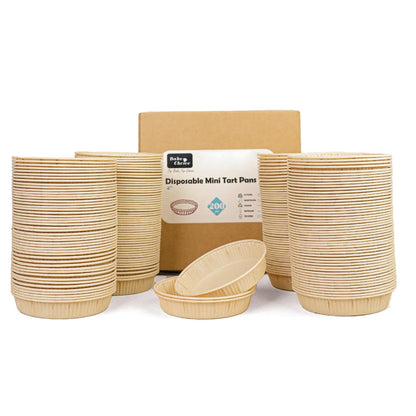 50pcs Paper Mini Tart Pans for Baking, mini pie tins 4Inch Mini Pie Pans, Non-stick, Unbleached, Disposable Quiche Baking Dish,Oven safe, Microwave safe