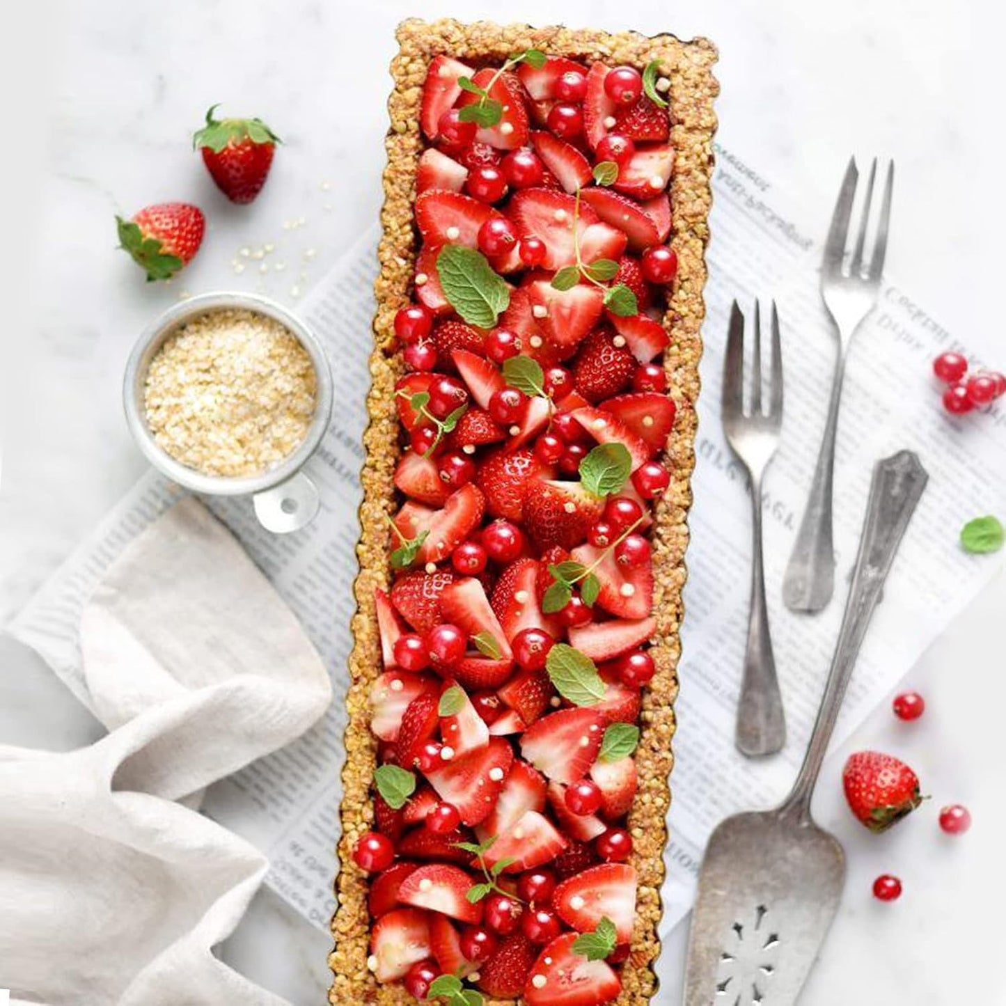 Tiawudi 2 Pack Rectangular Tart Pan, Non-Stick Quiche Pan with Loose Bottom, the Fluted Edges on Your Tarts and Quiches,13 7/8 Inch