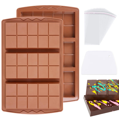 1 Pc Chocolate Bar Mold Deep Large Chocolate Molds Silicone Break Apart Thick Silicone Molds for Candy Bar (10 Snap）