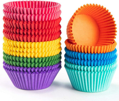 Gifbera Bright Rainbow Standard Cupcake Liners Solid Colorful Paper Baking Cups 400-Count