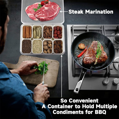 Snackle Box Container, 3rd Gen Vegetable Tray with Lid, Divided Serving Tray with Lid and Handle, 8 Compartment Veggie Platter, Snack Box Container, Food Organizer for Nuts, Candy, Fruits