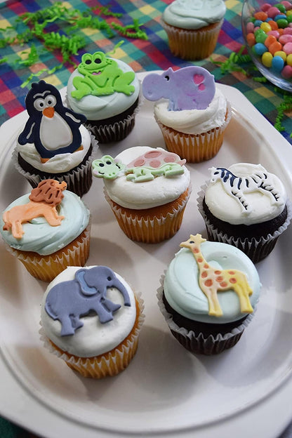 R&M Animal Cookie Stamper, Zoo Animal, Giraffe, Zebra, Lion, Elephant, Turtle, Hippo, Penguin, Frog, 2 Inch, 8 Piece Set