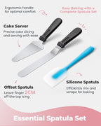 Kootek Aluminium Cake Turntable Set, Baking Tools with Revolving 12" Cake Stand for Decorating, 12.7" Offset Spatula, 3 Stainless Steel Frosting Icing Smoother, Cake Serve Cake Decorating Kit Supplies