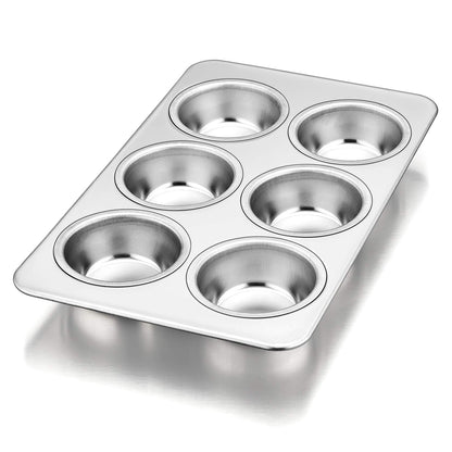 P&P CHEF Muffin Pan Cupcake Baking Pan Set, Stainless Steel Muffin Tin Tray for Mini Cake Tart Quiche, Oven & Dishwasher Safe, Non-toxic & Heavy-duty, (12 Cup, 2Pcs)