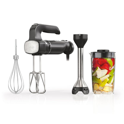 Ninja Hand Mixer, Immersion Blender, Foodi Power Mixer System, 750-Peak-Watt Handheld Emulsion Blender & Electric Hand Mixer Combo With Whisk, Beaters & 3-Cup Blending Vessel,120 volts, Black CI101