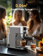 Neretva 20 Bar Espresso Machine, Super Compact Espresso Maker with LED Display & Milk Frother for Home Barista Stainless Steel Professional Coffee Machine Espresso Latte and Cappuccino Maker