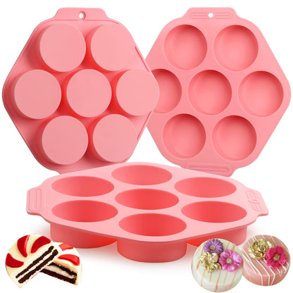 Sidosir 3Pcs Oreo Cookie Chocolate Silicone Mold, 12-Cavity Round Cylinder Oreo Chocolate Cover Molds for Candy, Silicone Baking Molds for Mini Cakes, Jelly