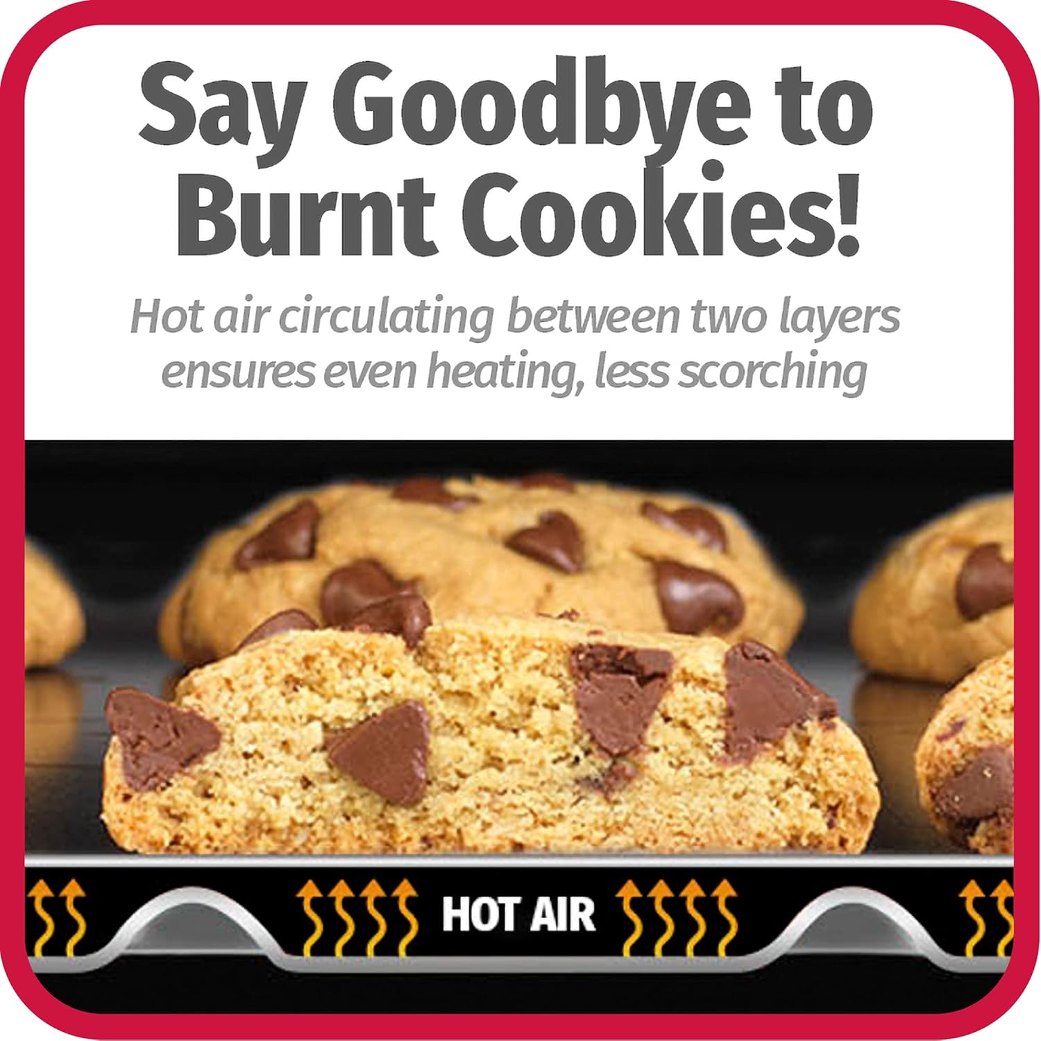 GoodCook AirPerfect Non-Stick Air Insulated Cookie Sheet Set, 2 Piece - Large 16” x 14” & Medium 14” x 12” - Carbon Steel Cooking Pans, Bakeware Set, Cookie Sheets for Baking, Oven Pan Set
