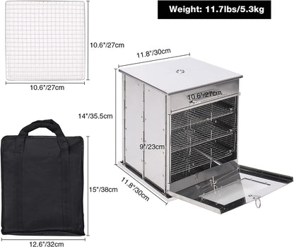 REDCAMP 14"H Foldable Camping Oven with 3 Tier Grill, Stainless Steel Portable Camping Stove for Baking Cinnamon Rolls, Breads and Muffins with Wood Burning Fire,Propane Stoves,Campers,Baking BBQ