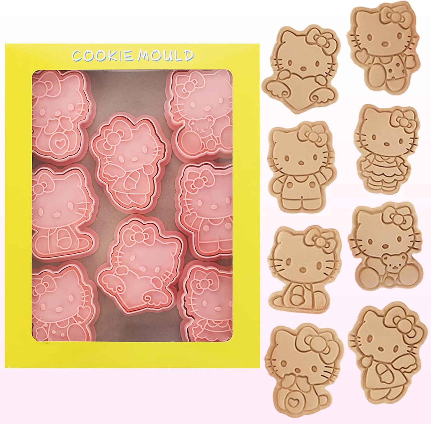 8 Piece Mini Cartoon Cookie Cutters, 3d Raised Design Gingerbread Cookie Stamps, Cute Cat Shape Cookie Molds, suitable for Frosting Decoration, Mini Pie Molds, Apple Pie Pastry Cutter, Fruit Cutter