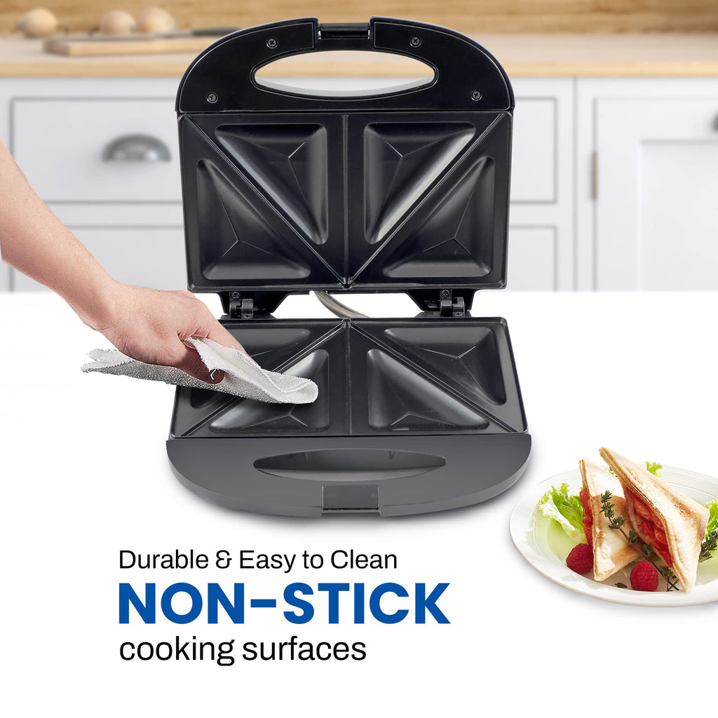Elite Gourmet ESM2207 Maxi-Matic Sandwich Panini Maker Grilled Cheese Machine Tuna Melt Omelets Non-Stick Surface, 2 Slice, Black