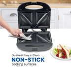Elite Gourmet ESM2207 Maxi-Matic Sandwich Panini Maker Grilled Cheese Machine Tuna Melt Omelets Non-Stick Surface, 2 Slice, Black