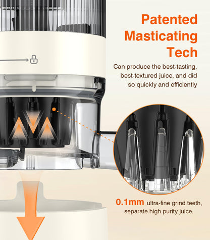 Cold Press Juicer, Updated Masticating Juicer Machines with 5" Feeding Chute Fit Whole Fruits &Vegetables, 99.6% Juice Purity, Streamlined Parts Easier to Clean/1.5L Capacity/2 Cups Included