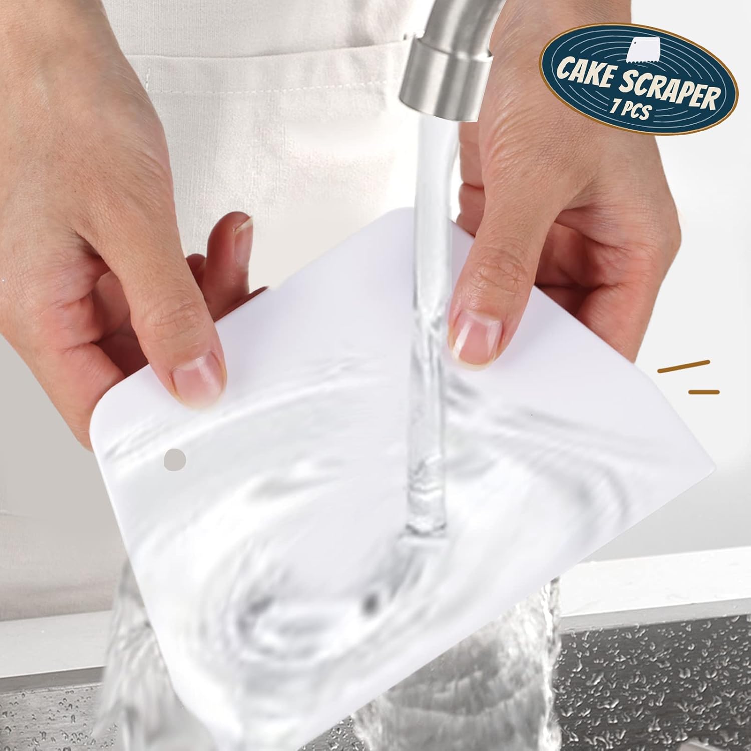 Teenitor Cake Scraper Cake Smoother, 7 Pcs Dough Scraper Bowl Scraper Cake Cutter Cake Spatula Bench Scraper Kitchen Plastic Scraper Tool Cake Decorating Kit