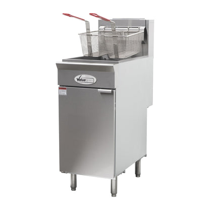 Value Series Commercial Deep Fryer, 40 lb. Stainless Steel Floor Fryer for Restaurants, 3 Heating Tubes, 90,000 BTU, Liquid Propane Powered (29R-001-LP)