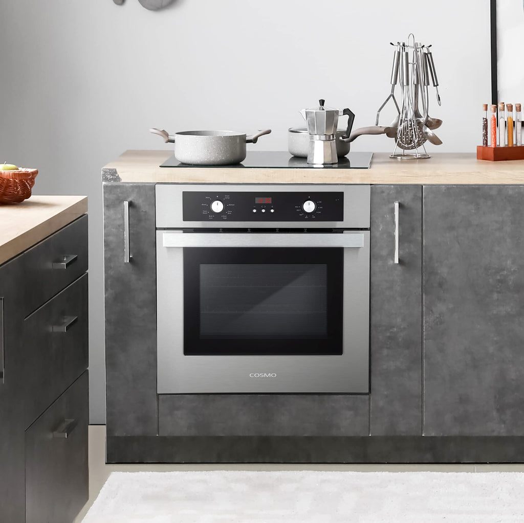 COSMO C51EIX Electric Built-In Wall Oven with 2.5 cu. ft. Capacity, Turbo True European Convection, 8 Functions, Push Button Knobs, in Stainless Steel, 24 inch