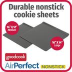 GoodCook AirPerfect Non-Stick Air Insulated Cookie Sheet Set, 2 Piece - Large 16” x 14” & Medium 14” x 12” - Carbon Steel Cooking Pans, Bakeware Set, Cookie Sheets for Baking, Oven Pan Set