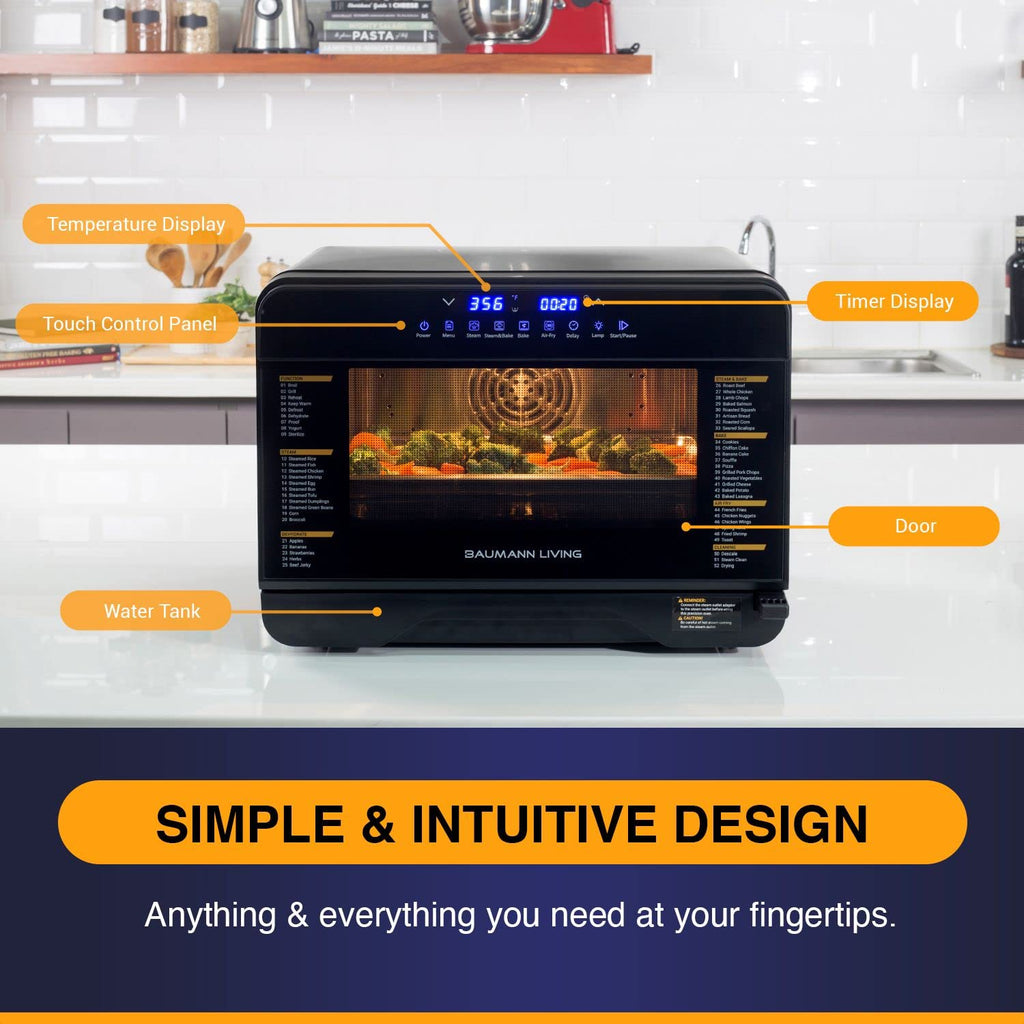 Baumann Living Multifunction Air Fryer Steam Oven Convection Countertop All-in-One Appliance.