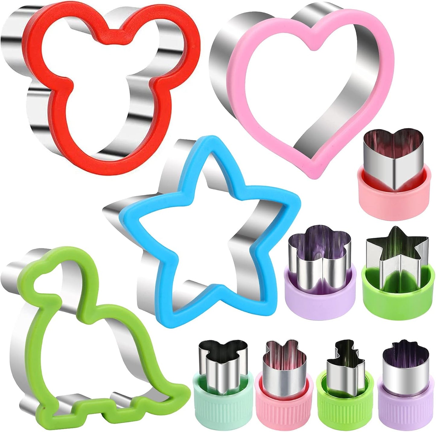 Sandwiches cookie Cutter set,Mouse & Dinosaur & Heart & Star Shapes Sandwich Cutters Cookie Cutters Vegetable cutters-Food Grade Cookie Cutter Stamps Mold Decorate Food