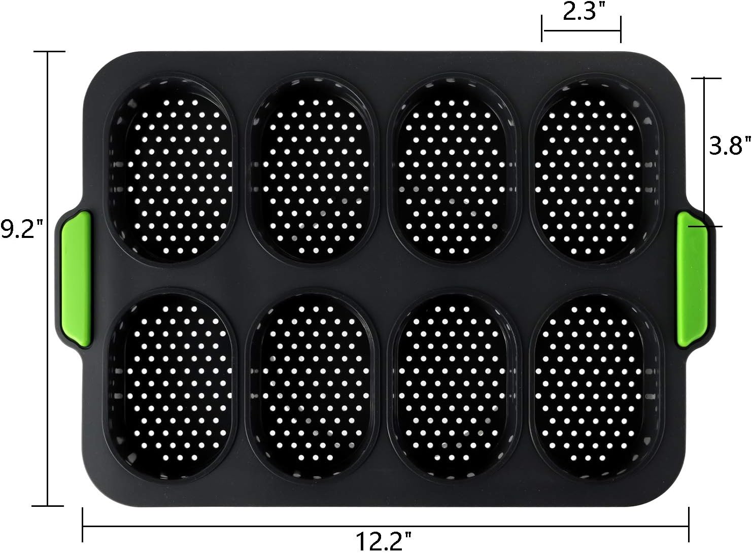 TOPZEA Set of 2 Silicone Baguette Pan, Nonstick French Bread Bake Mold, 8 Gutter Perforated Ham Burger Buns Sandwich Rolls Pans, 3 Wave Long Loaf Toast Mold Baking Tray for Oven Baker