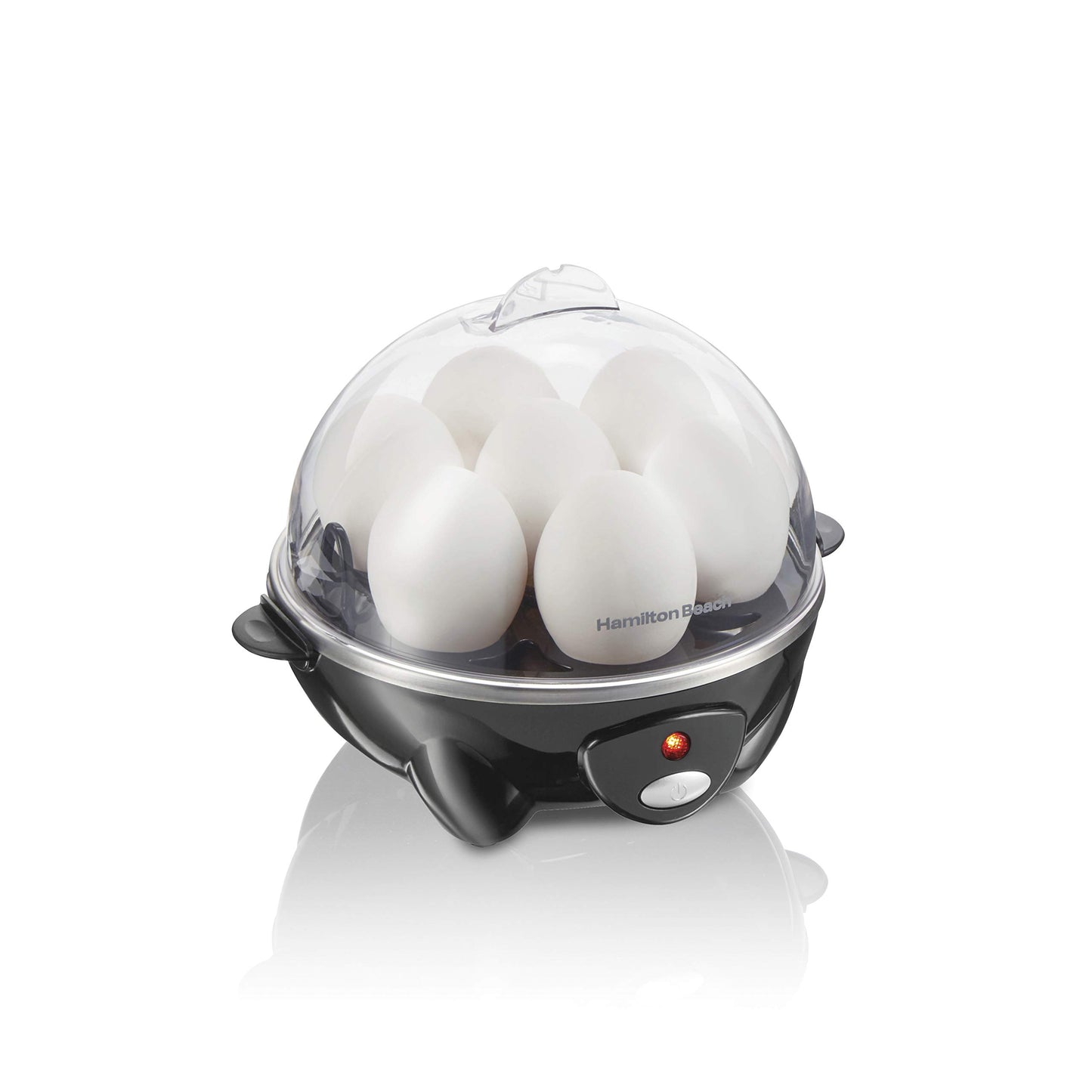 Hamilton Beach Egg Cooker 3-in-1 for Hard Boiled & Poached Eggs, Omelets & Vegetable Steamer, Holds 7, Black (25507)