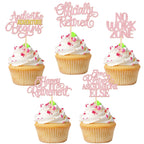 30 PCS Happy Retirement Cupcake Toppers Officially Retired No Work Zone Adventure Begins Cupcake Picks for Retirement Theme Farewell Birthday Party Cake Decorations Supplies Black