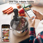Машина BLITZHOME Sous Vide, додаток WiFi у комплекті, плита Sous Vide потужністю 1100 Вт з точною температурою та таймером, надтихий прецизійний циркуляційний пристрій з нержавіючої сталі, кухонні гаджети з рецептами