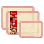 Silicone Baking Mat, Katbite Large Baking Mat Set of 3-2 Half Sheets Mats (11 5/8" x 16 1/2") + 1 Quarter Baking Sheets, Reusable & Nonstick Bakeware Mats for Cookies, Macarons, Bread and Pastry