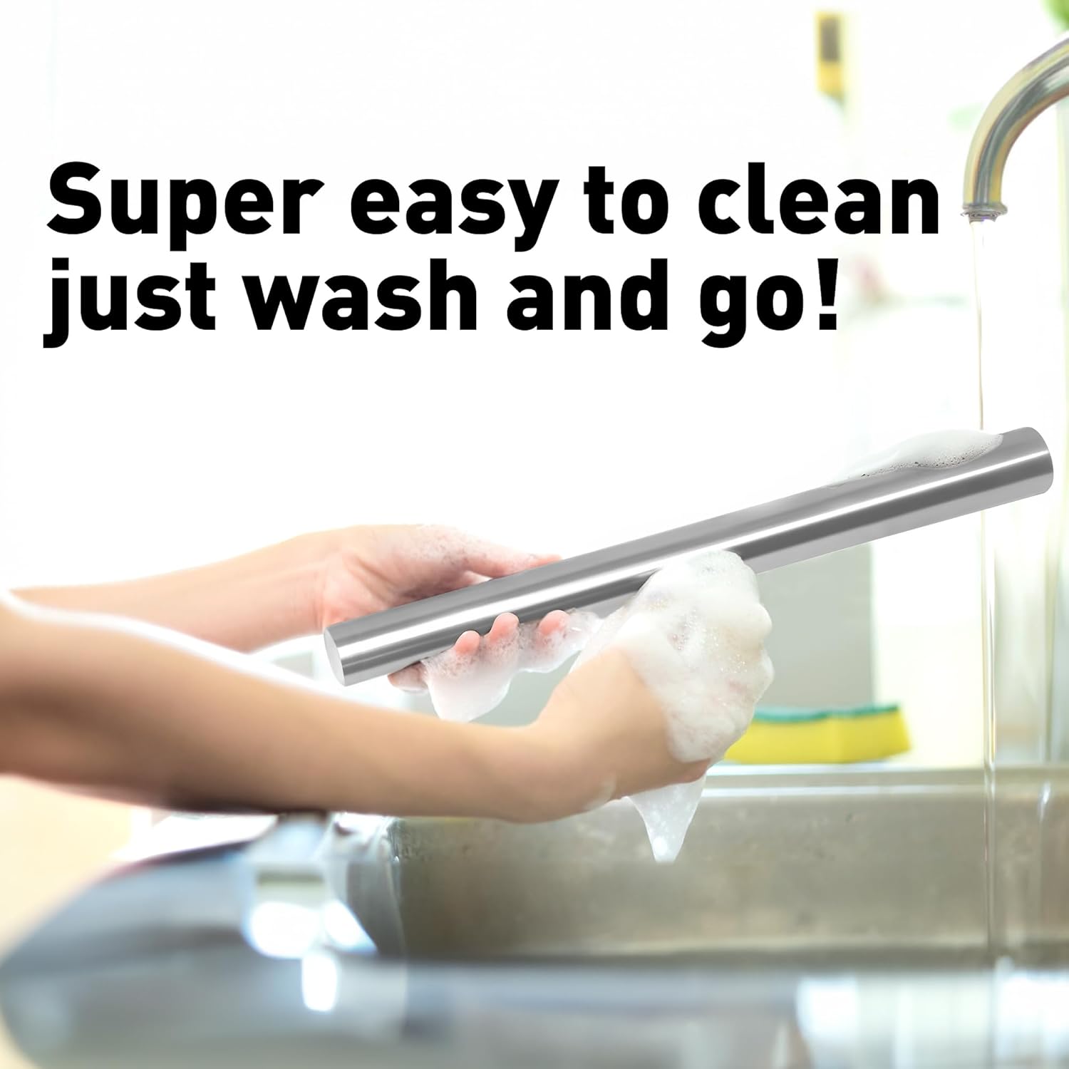 Zulay Kitchen 15.9 inch Professional Stainless Steel Rolling Pin - Lightweight Metal French Rolling Pin - Perfect for Baking, Fondant, Pizza Dough Roller, Dumpling