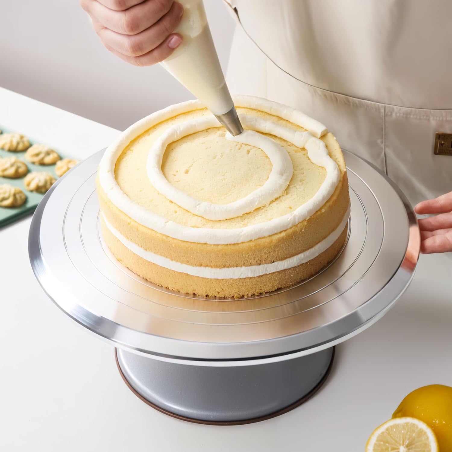 12 Inch Round Aluminum Revolving Cake Decorating Stand,Cake Turntable, Rotating Cake Stand,for Cake,Pastries and Cake Decorations