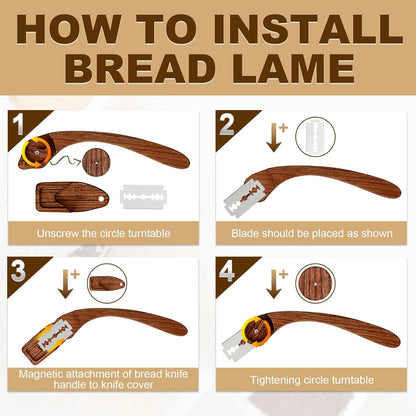 Innovative Magnetic Bread Lame Bread Scoring Tool,Bread Lame Cutter,Bread Scoring Knife for Bread Baking & Sourdough Baking,Bread Razor Tool with 5 Razor Blades-Black Walnut Wood